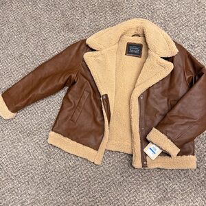 Levi Strauss & Co Leather Jacket with Cream Fleece Lining
